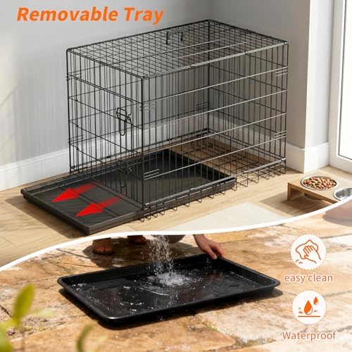 FDW | 36" Foldable Metal Dog Crate | Dark Black | Cage for Medium Dogs - Image 4