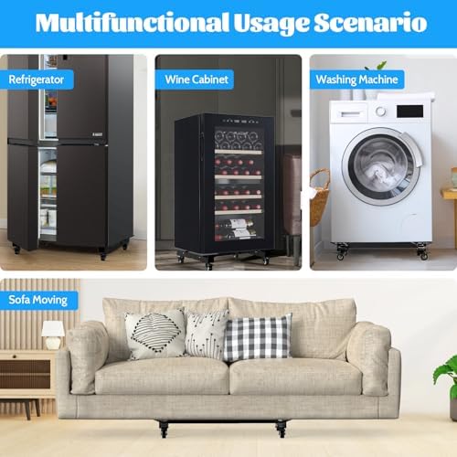 Furniture Dolly 1500LBS Capacity, Adjustable Heavy Duty Iron Moving Dolly Cart with 4 Lockable Caster Wheels, Stand Base for Washing Machine Refrigerator Dryer with Non-Slip Mat Easy Moving - Image 7
