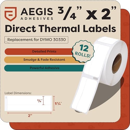 Replacement for DYMO 30330 (12 Rolls, 6000 Labels) 3/4" X 2" Direct Thermal - Image 2