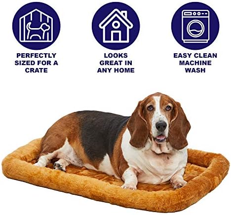 MidWest Homes for Pets QuietTime Dog Bed – Cinnamon Faux Fur Bolster, Ultra-Soft and Machine Washable, Fits 42-Inch Crates and Carriers, for Large Breed Dogs - Image 3