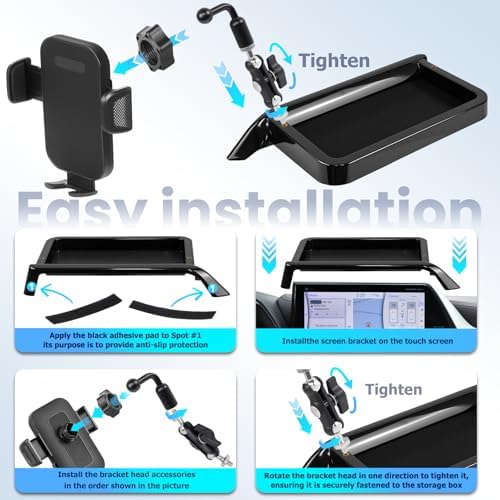 Car Phone Holder Fit for Toyota Highlander 2020-2025 w/Dash Tray Storge Box Organizer-Cell Phone Mount for Highlander Accessories 8 inch Touch Screen 360 Degree Rotation (NOT FIT 12.3 inch) - Image 4