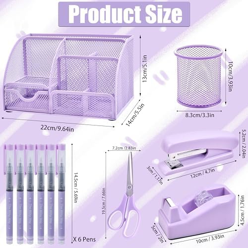 LXEVIHK Purple Desk Accessories 23-Piece Office Supplies Gift Set for Women - Image 6