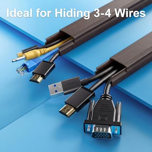 Yecaye TV Cord Hider, 42in Cord Cover Wall, W1.18in H0.6in, Darkwood - Image 4