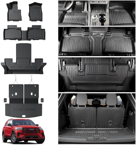 Floor Mats for 2020-2026 Ford Explorer Accessories 6 Seats Set by Houclemic