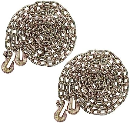 2 Pack 5/16 Inch x 20 FT Grade 70 Binder Chain with Clevis Grab Hooks - G70 Transport Tow Chain - 4,700 Lbs Working Load Limit by MyteeProducts