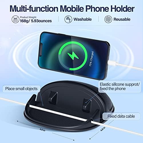 Loncaster Car Phone Holder, Car Phone Mount Silicone Car Pad Mat for Various Dashboards, Slip Free Desk Phone Stand Compatible with iPhone, Samsung, Android Smartphones, GPS Devices and More, Black - Image 5