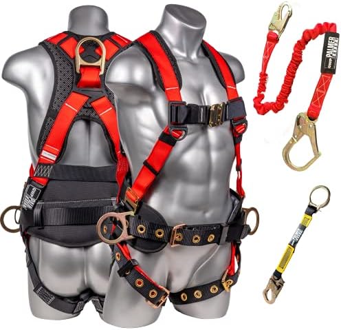 Palmer Safety Hammerhead 5pt Safety Harness Back Padded, QCB Chest, Tongue Buckel Legs Straps, Back & Side D-Rings by ATERET