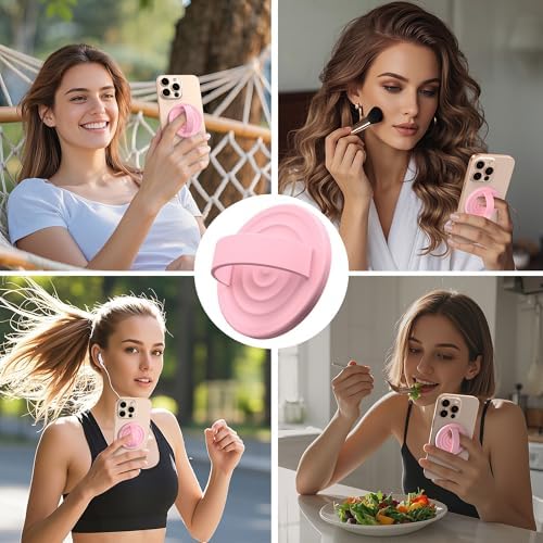Magnetic Phone Grip for MagSafe, Silicone Ring Grip, Pink - Image 2