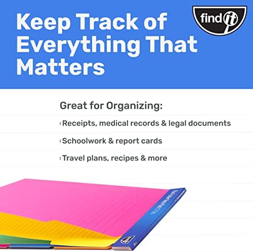 Find It File Folder Notepad - Pack of 36-9.5 x 12.5 Inch Notebook Organizer Folders for Filing, Document, and Clipboard Organization - Assorted Neon Colors - Image 5