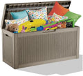 60 Gallon Outdoor Storage Box - Waterproof Resin Rattan Deck Bin for Indoor & Outdoor Use - Lockable & UV Resistant - Ideal for Package Storage, Patio Cushions & Gardening Tools, Brown by Unknown