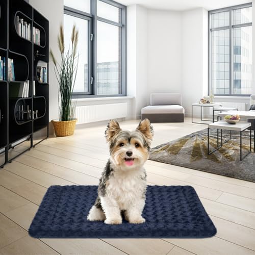EMPSIGN Dog Crate Pad for 24"x18" Dog Crate, Plush/Canvas Navy - Image 6