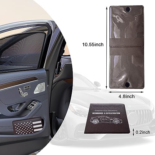 Ziciner Car Registration Insurance Holder, 2Pack Essential Auto Card Document Glove Box Organizer with Touch Fastener, Vehicle Interior Accessories Perfect for Most Car, Truck, SUV (Brown/Back Flag) - Image 2