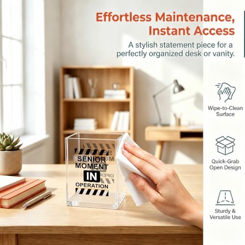 Funny Office Acrylic Cosmetic Pen Pencil Holder Cup, Senior Moment In Operation Pencil Organizer, Humor Unique Desk Accessories, Minimalist Sarcastic Gifts for Women Men Employee（A08） - Image 4