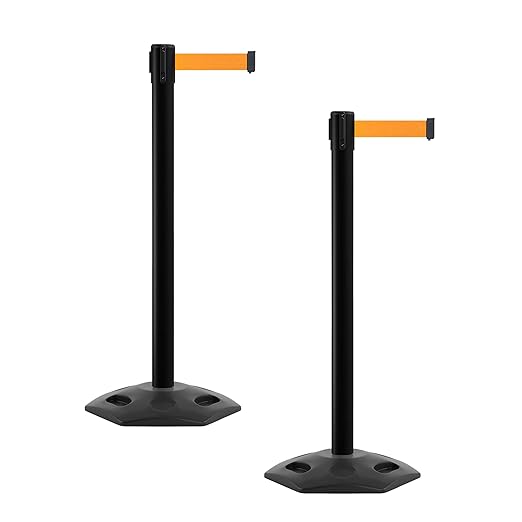 CCW Series WBB-200 Set of 2 Outdoor Safety Rubber Base Stanchion Retractable by Crowd+Control+Warehouse