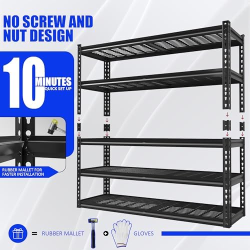 48" W Garage Shelves 5-Tier Heavy Duty Garage Shelving Load 3030LBS - Image 4