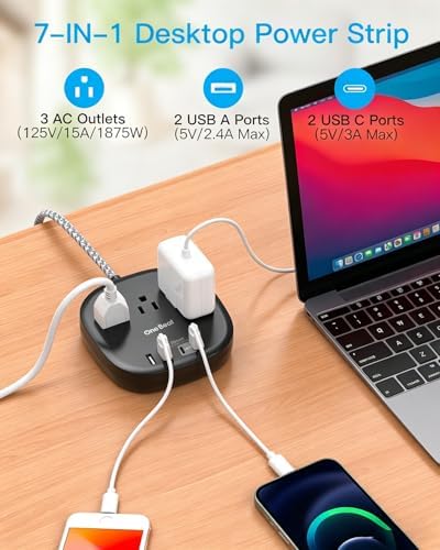 Cruise Ship Travel Essentials, 3Ft Short Extention Cord, 22.5W/4.5A, Black - Image 2
