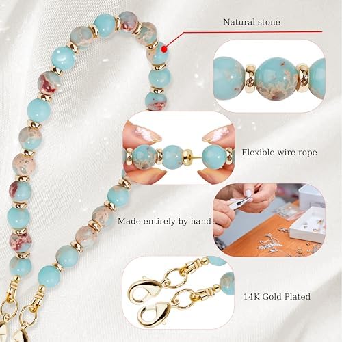 Marble Beaded Phone Wrist Strap for Women, Detachable Design - Image 4