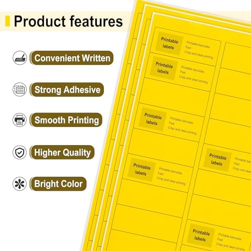 L Liked 1" x2-5/8 Fluorescent Yellow Labels 900 Labels 30 Sheets (Pack of 2) - Image 2