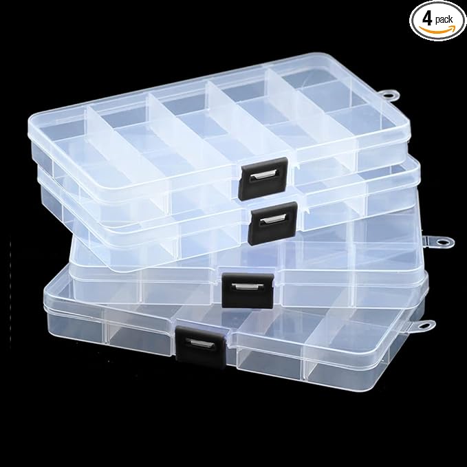 4 Pcs 15 Grids Clear Organizer Box Plastic Storage Container by Mantain