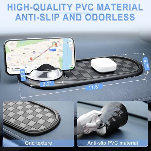 LivTee Multifunction Car Anti-Slip Mat, 360° Rotatable Multifunctional Car Dashboard Mobile Phone Holder with Temporary Parking Number, Universal Dashboard Accessories for Organized Storage(BG-Silver) - Image 4