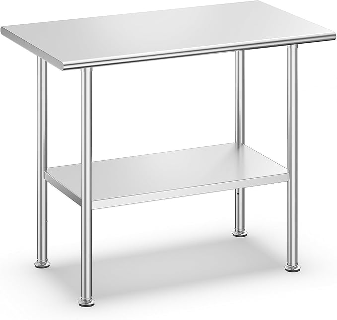 Stainless Steel Prep Table for Work, 24 * 36 Inch, High Load Bearing by Atelicf