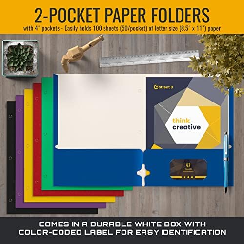 Better Office Products 2 Pocket Paper Folders, Letter Size Paper Portfolios Case of 50, Assorted Primary Colors - Image 4