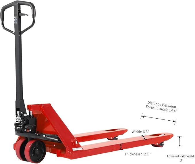 Tory Carrier 27 x 48 Pallet Jack Truck 5500 Lb. Capacity Manual Pallet Trucks - Image 3
