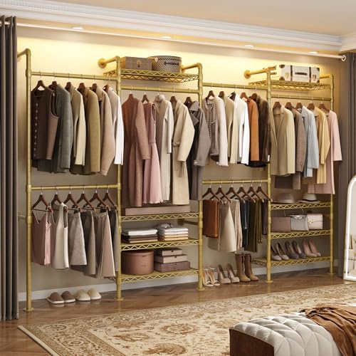 ComfyCorner Wall Mounted Garment Rack, Industrial Pipe Clothing Rack Gold by ComfyCorner