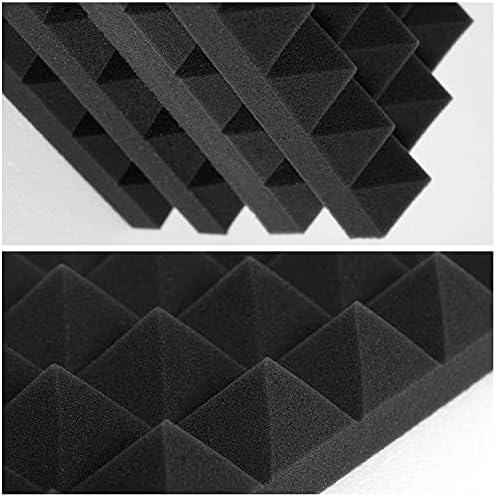 Acoustic Panels - 12 Pack 12x12x2 Inches Black Pyramid Acoustic Foam, Flame-Retardant Soundproof Wall Panels, 25kg/CBM Sound Proof Foam Panels Sound Panels for Recording Studio and Music Room - Image 3