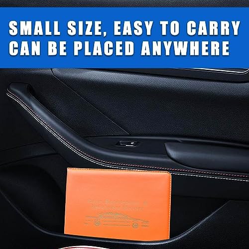 Ziciner Car Registration Insurance Holder, 2Pack Essential Auto Card Document Glove Box Organizer with Touch Fastener, Vehicle Interior Accessories Perfect for Most Car, Truck, SUV (Orange/Gold Words) - Image 5