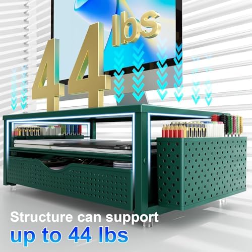 gianotter Desk Organizers and Accessories, Monitor Stand with Drawer and 2 Pen Holder, Desktop Organizer Suitable for Offices and Dormitories (Green) - Image 3