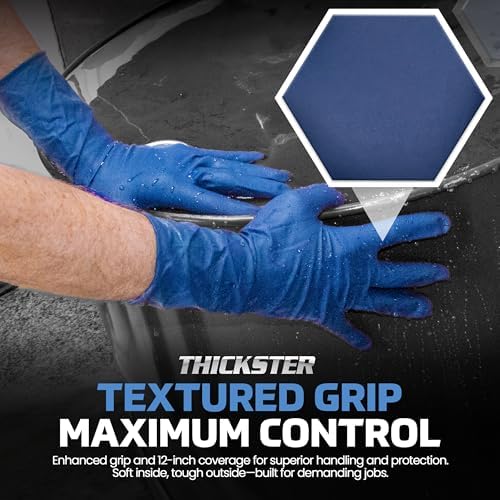 Thickster Powder-Free Exam Grade Latex Disposable Gloves. Blue, 14 mil Thickness, 12" Length. Single Use. Pack of 50. - Image 4