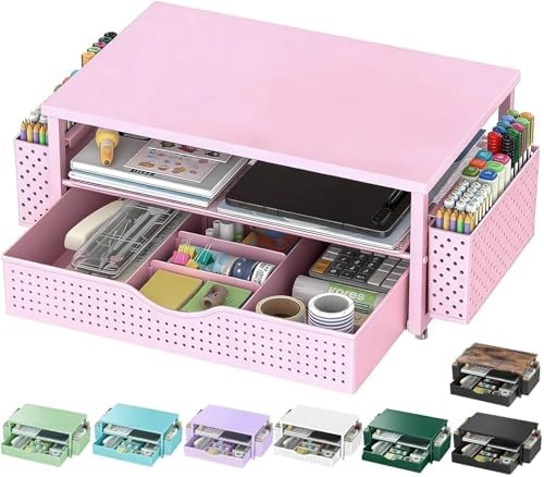 Spacrea Desk Organizers and Accessories, Printer Stand with Storage, Pink by Spacrea