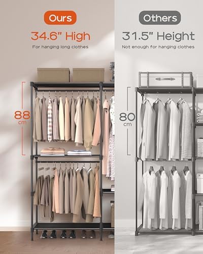CASAMAYA Clothes Rack, Portable Closet, 80.7 Inch Extra Large Capacity Wardrobe Closet, Clothes Storage Organizer with Shelves and 5 Hanging Rods, Easy to Assembly, Black PCT036B01 - Image 3