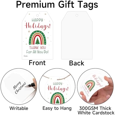 joycraft 50Pcs Christmas Tags with String, Happy Holiday Gift Tags - Image 3