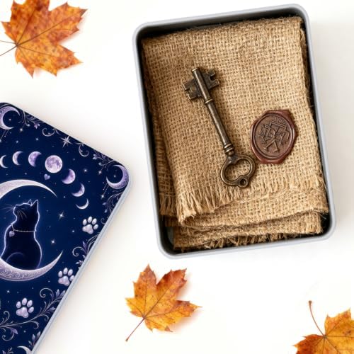 Indigo Moon Cat Metal Tin Box with Lid,Storage Container - Image 4