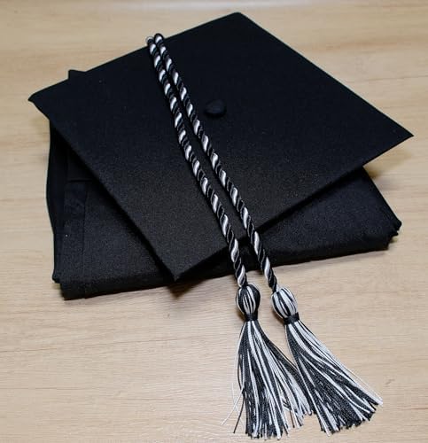 Graduation Honor Cords, 68" Long (Black/White) - Image 4