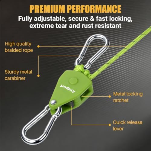 Ayaport Adjustable Rope Hanger, 1/8" Grow Light Hanger, 4 Pack - Image 2