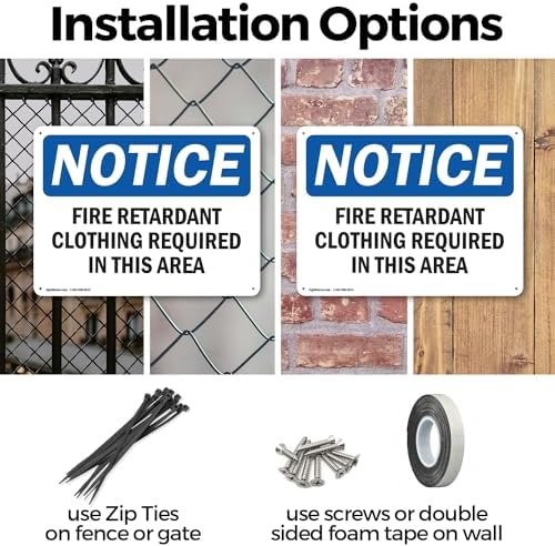 (2 Pack) Fire Retardant Clothing Required OSHA Notice Sign 10 Inch X 7 Inch Plastic Sign, Weather Resistant, UV Protected for Workplace, Business, and Construction Site, Made in the USA - Image 3