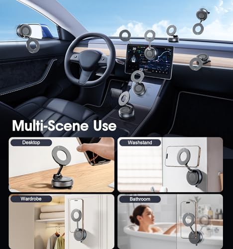 REOKILY 2027 Upgraded Suction Cup Phone Mount Nano Gel 360° Vacuum Magnetic Car Phone Holders for Your Car 110LBS Reinforced Mount for MagSafe Gym/Mirror for iPhone & Android - Image 2