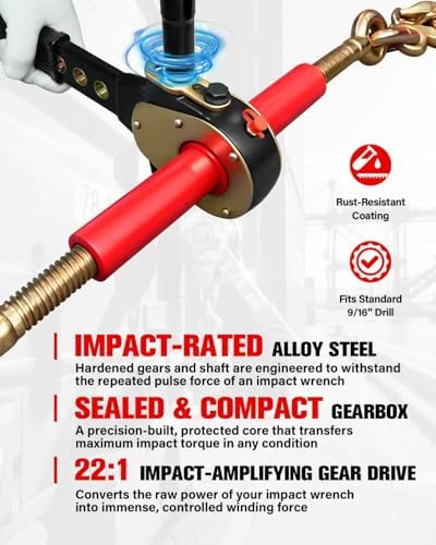 Impact Wrench Ratchet Binders (2-Pack) - for 5/16" & 3/8" Chain, 5400 lbs WLL | Heavy-Duty Cargo Tie-Down & Load Securement - Image 3