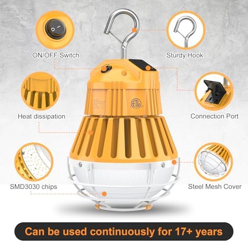 100W 80W 60W LED Temporary Work Light, Portable Hanging Construction Light - Image 5