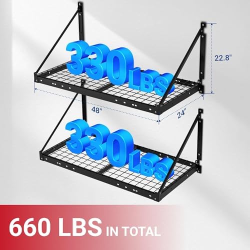 FLEXIMOUNTS 4-Pack 2x4 ft Wall Shelving Garage Storage Rack, Black - Image 2