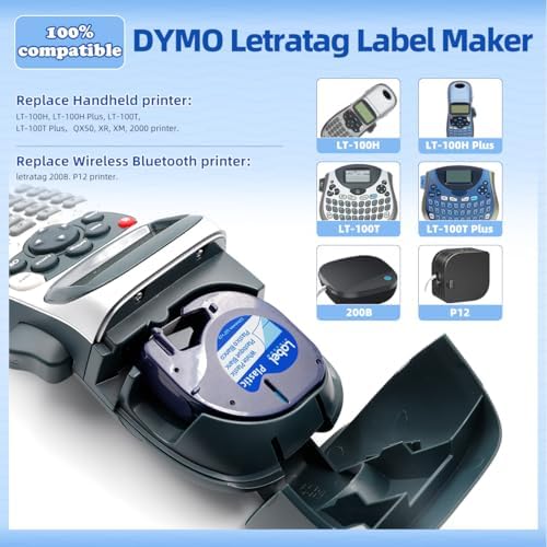 Compatible with Dymo LetraTag Label Maker Refills 91331 Plastic White Tape - Image 2