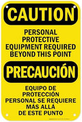 Caution Personal Protective Equipment Required Beyond This Point Bilingual Osha Sign, 12x18 Inches, 55 mil thick HDPS (high density polystyrene), Made in USA by My Sign Center by MySignCenter