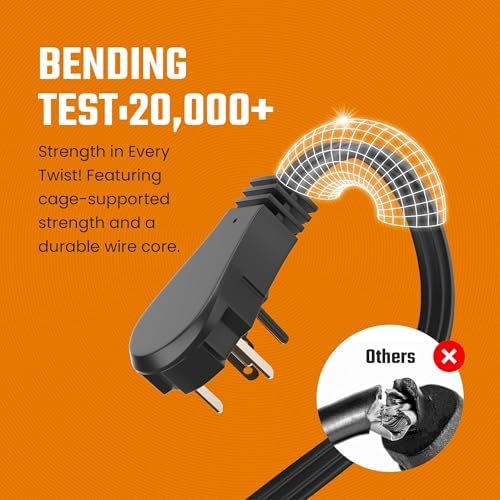 Flat Plug Extension Cord 10 FT Black – 3 Outlet 3 Prong Grounded Indoor Extension Cord – Low Profile Wall Hugger Angled Plug – 16/3 Heavy Duty Power Cord 13A 125V for Office Dorm (3 Pack) - Image 4