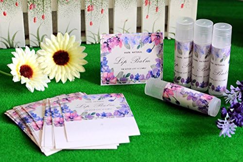 Homemade Skincare Products Adhesive Labels Stickers for Lip Balm Handcream Candle Container Tubes 20pcs (Lip Balm - Purple Floral) by ZZYBIA