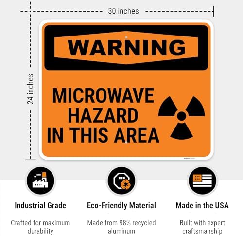 OSHA Warning Microwave Hazard in This Area with Graphic Sign, - Image 3