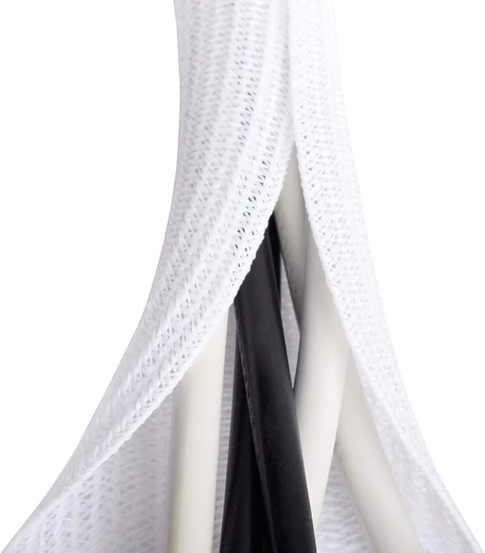 2 Pack 5ft - 1 inch White Cable Sleeve, Cable Organizer by ZhiYo