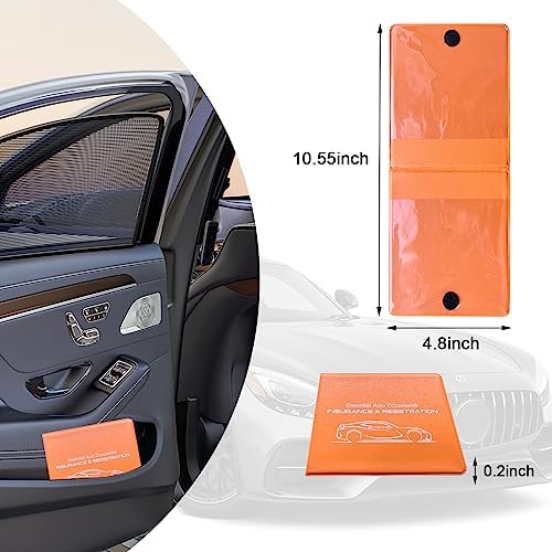 Ziciner Car Registration Insurance Holder, 2Pack Essential Auto Card Document Glove Box Organizer with Touch Fastener, Vehicle Interior Accessories Perfect for Most Car, Truck, SUV (Orange/Small Car) - Image 2